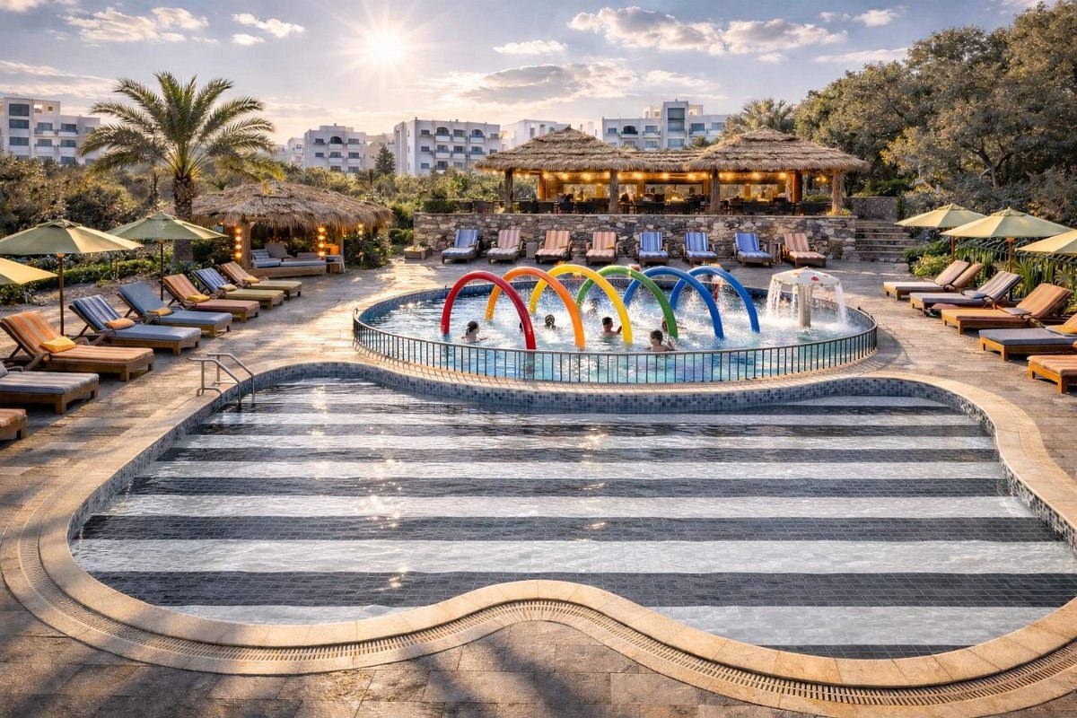 Außenpool mit Wasserrutschen